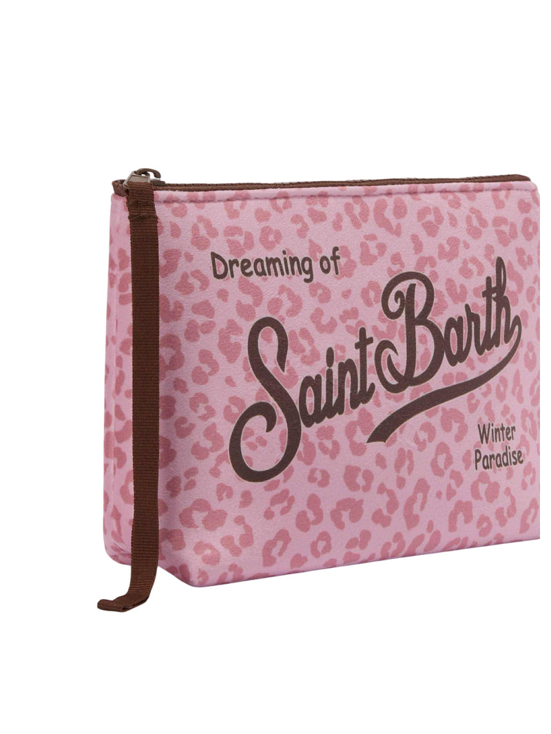 MC2 Saint Barth pochette Aline effetto lana con stampa leopardata rosa