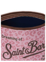 MC2 Saint Barth pochette Aline effetto lana con stampa leopardata rosa