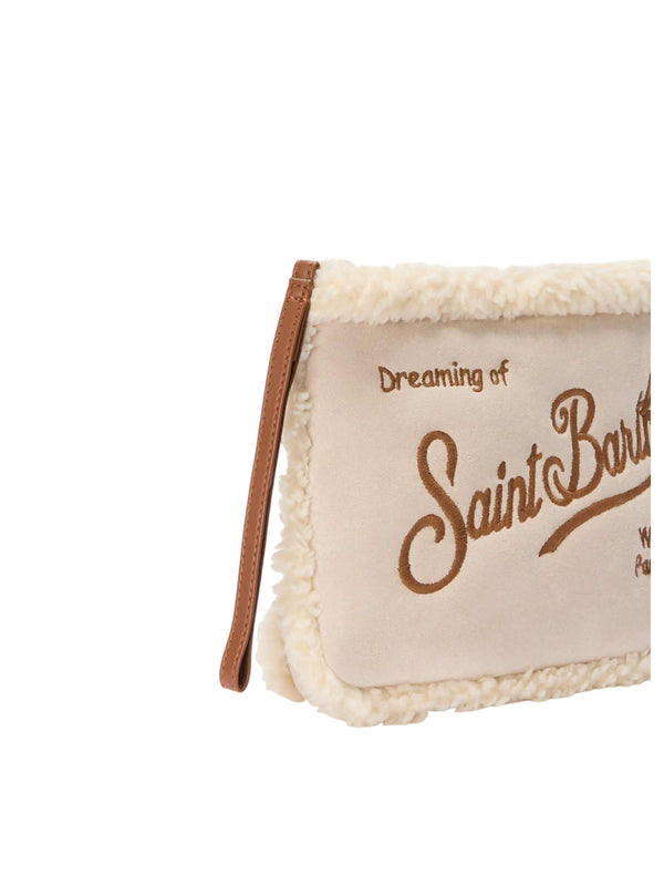 MC2 Saint Barth pochette Aline shearling in sherpa e faux suede beige