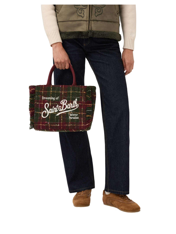 MC2 Saint Barth borsa a mano Colette tweed in misto lana check bordeaux