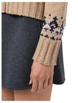 MC2 Saint Barth Myra Donegal sweater in beige wool blend with Fair Isle jacquard