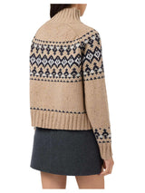 MC2 Saint Barth Myra Donegal sweater in beige wool blend with Fair Isle jacquard