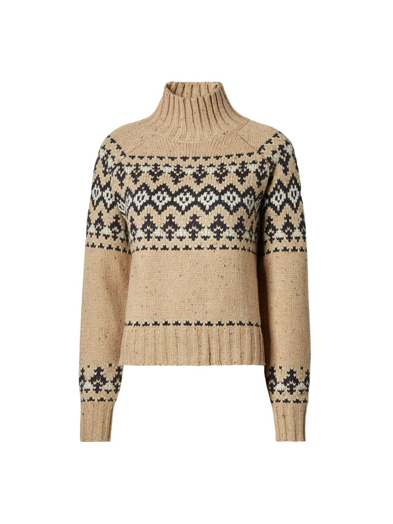 MC2 Saint Barth maglione Myra donegal in misto lana beige con jacquard fair isle