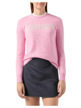 MC2 Saint Barth maglione New Queen in misto cashmere rosa con applicazione in strass Strassata