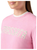 MC2 Saint Barth maglione New Queen in misto cashmere rosa con applicazione in strass Strassata