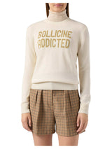 MC2 Saint Barth maglione New Queen in misto cashmere bianco con jacquard lurex Bollicine Addicted