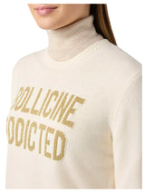 MC2 Saint Barth maglione New Queen in misto cashmere bianco con jacquard lurex Bollicine Addicted