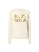 MC2 Saint Barth maglione New Queen in misto cashmere bianco con jacquard lurex Bollicine Addicted