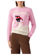 MC2 Saint Barth maglione new queen in misto cashmere rosa con jacquard cartolina Courma