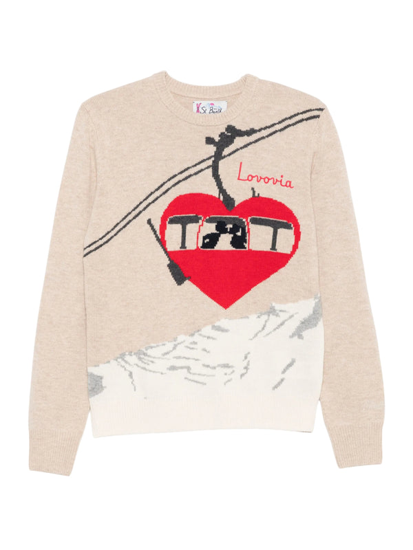 MC2 Saint Barth maglione New Queen con stampa e ricamo cartolina Lovovia