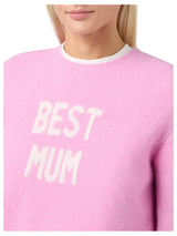 MC2 Saint Barth maglia New Queen in misto lana merino e alpaca rosa con jacquard Best Mum