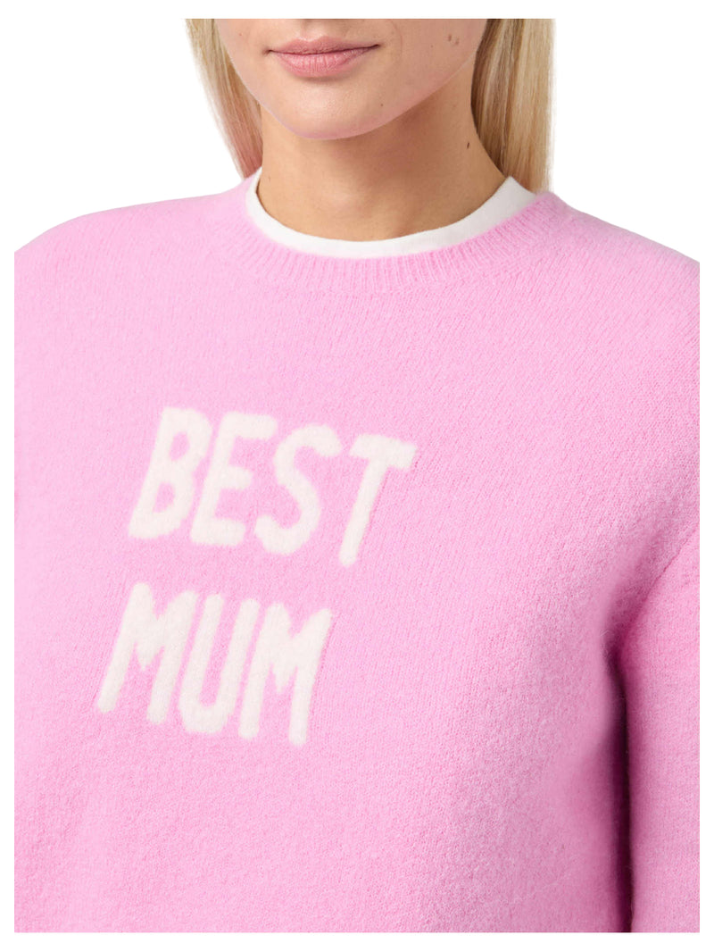 MC2 Saint Barth maglia New Queen in misto lana merino e alpaca rosa con jacquard Best Mum