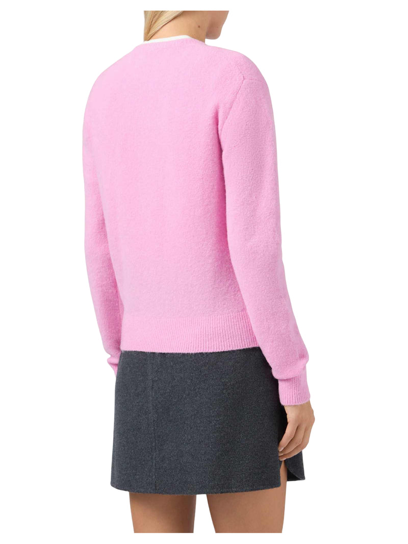 MC2 Saint Barth maglia New Queen in misto lana merino e alpaca rosa con jacquard Best Mum