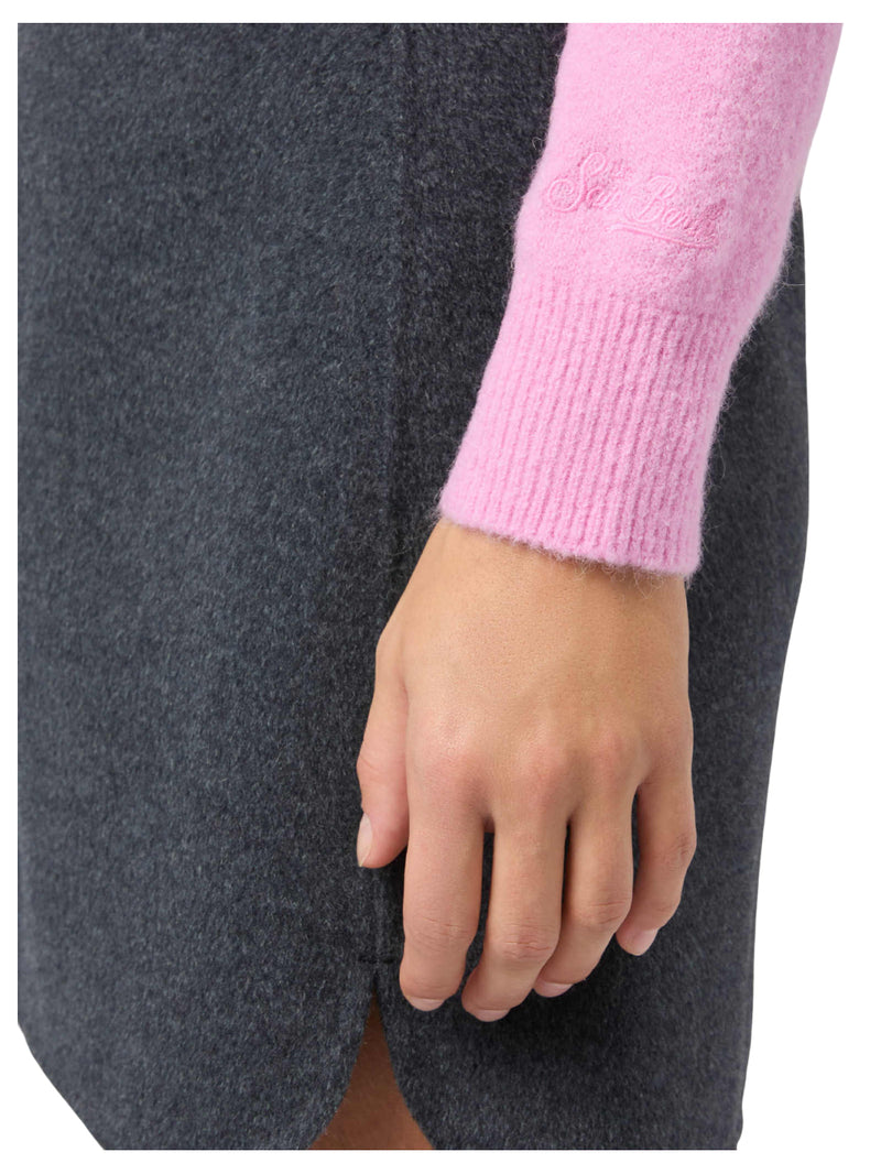 MC2 Saint Barth maglia New Queen in misto lana merino e alpaca rosa con jacquard Best Mum