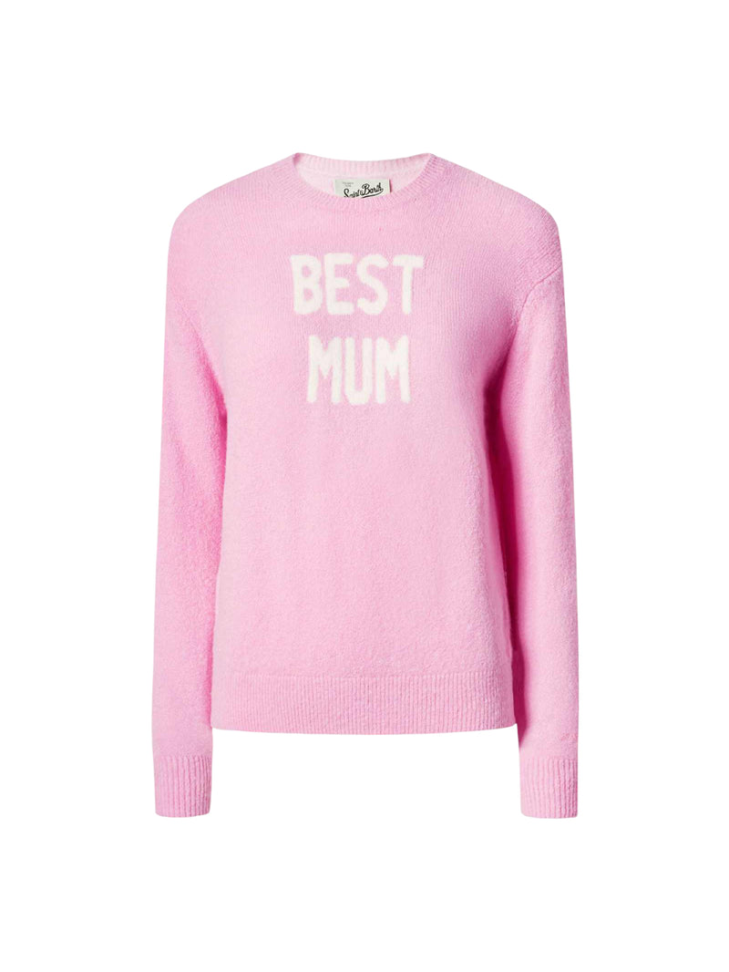 MC2 Saint Barth maglia New Queen in misto lana merino e alpaca rosa con jacquard Best Mum