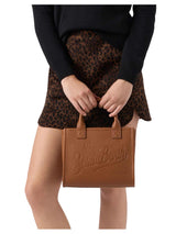 MC2 Saint Barth borsa a spalla Vanity bag midi in pelle martellata cammello