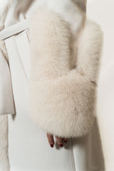 Cappotto Yes London - bianco con polsi e bordo in volpe