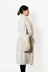 Cappotto Yes London - bianco con polsi e bordo in volpe