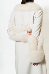 Cappotto Yes London - bianco con polsi e bordo in volpe