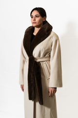 Cappotto Yes London - Gesso con cappuccio in ecovisone