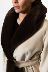 Cappotto Yes London - Gesso con cappuccio in ecovisone