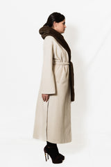 Cappotto Yes London - Gesso con cappuccio in ecovisone