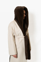 Cappotto Yes London - Gesso con cappuccio in ecovisone