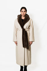 Cappotto Yes London - Gesso con cappuccio in ecovisone