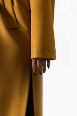 Cappotto Yes London - Senape con collo e cinture in volpe