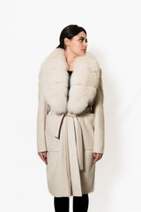 Cappotto Yes London - Bianco con collo di volpe