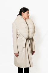 Cappotto Yes London - Bianco con collo di volpe