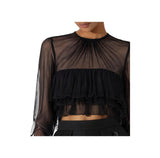 Blusa in crêponne con balze