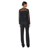 Blusa in crêponne con balze