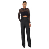 Blusa in crêponne con balze