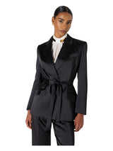 Giacca in raso stretch con cintura