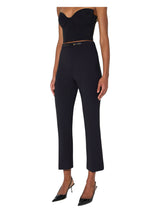 Pantaloni in doppio crêpe stretch con dettaglio gioiello