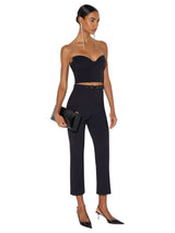 Pantaloni in doppio crêpe stretch con dettaglio gioiello