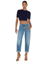 Jeans boyfriend con lucchetto gioiello