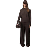 Pantalone palazzo con nervature in maglia