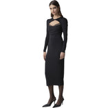 Abito midi v-neck con arricciatura su maniche e busto.