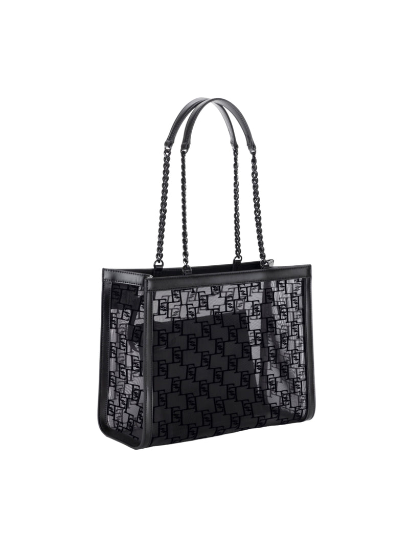 Elisabetta Franchi shopper grande in rete flock