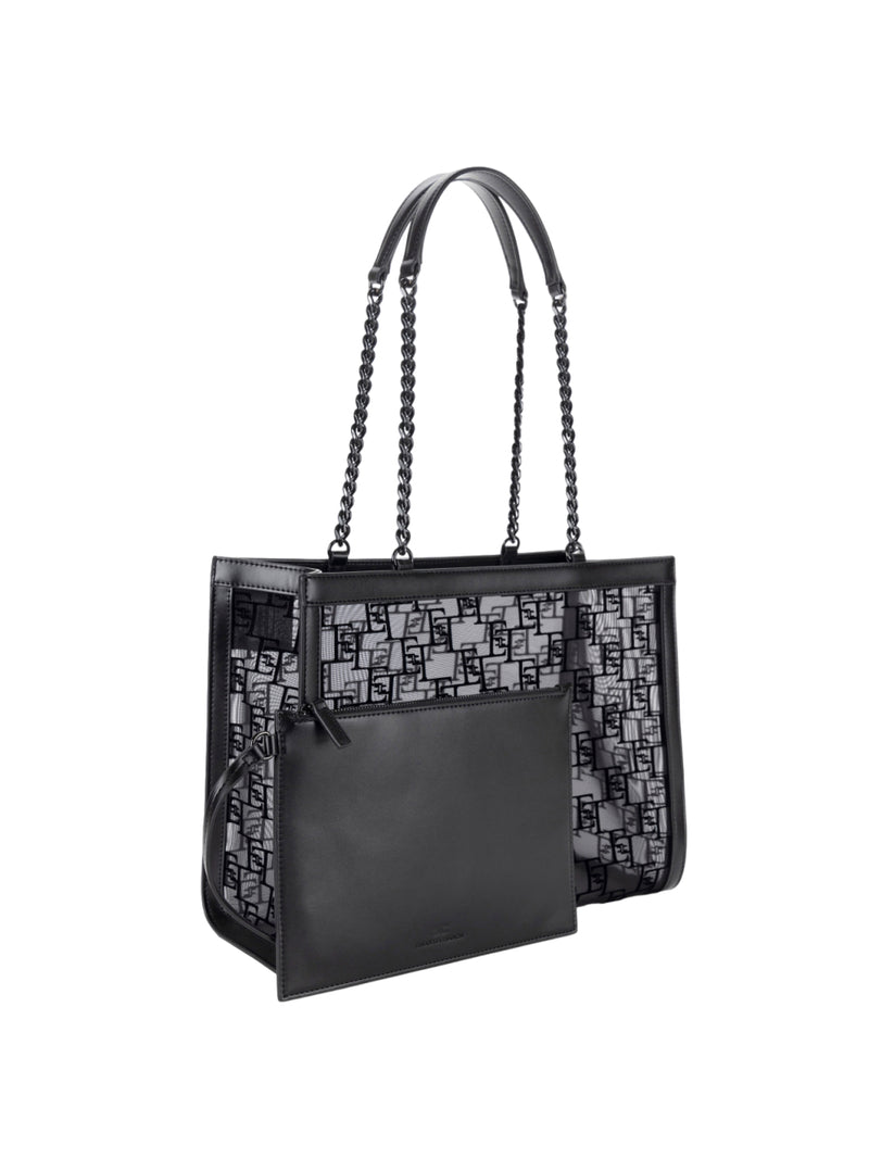 Elisabetta Franchi shopper grande in rete flock