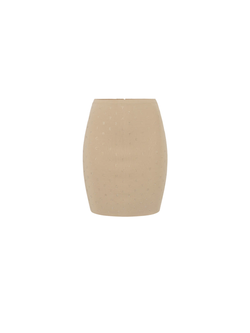 Elisabetta Franchi mini gonna in viscosa con lettering in strass