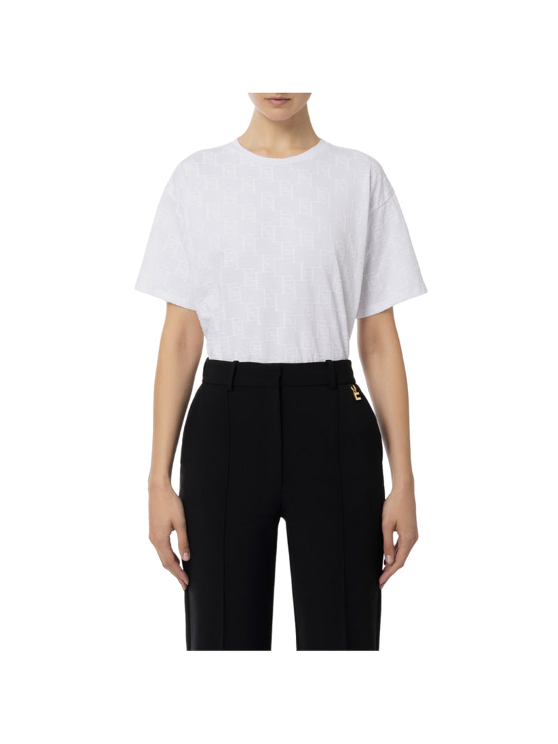 Elisabetta Franchi T-shirt in jersey stampa logo flock