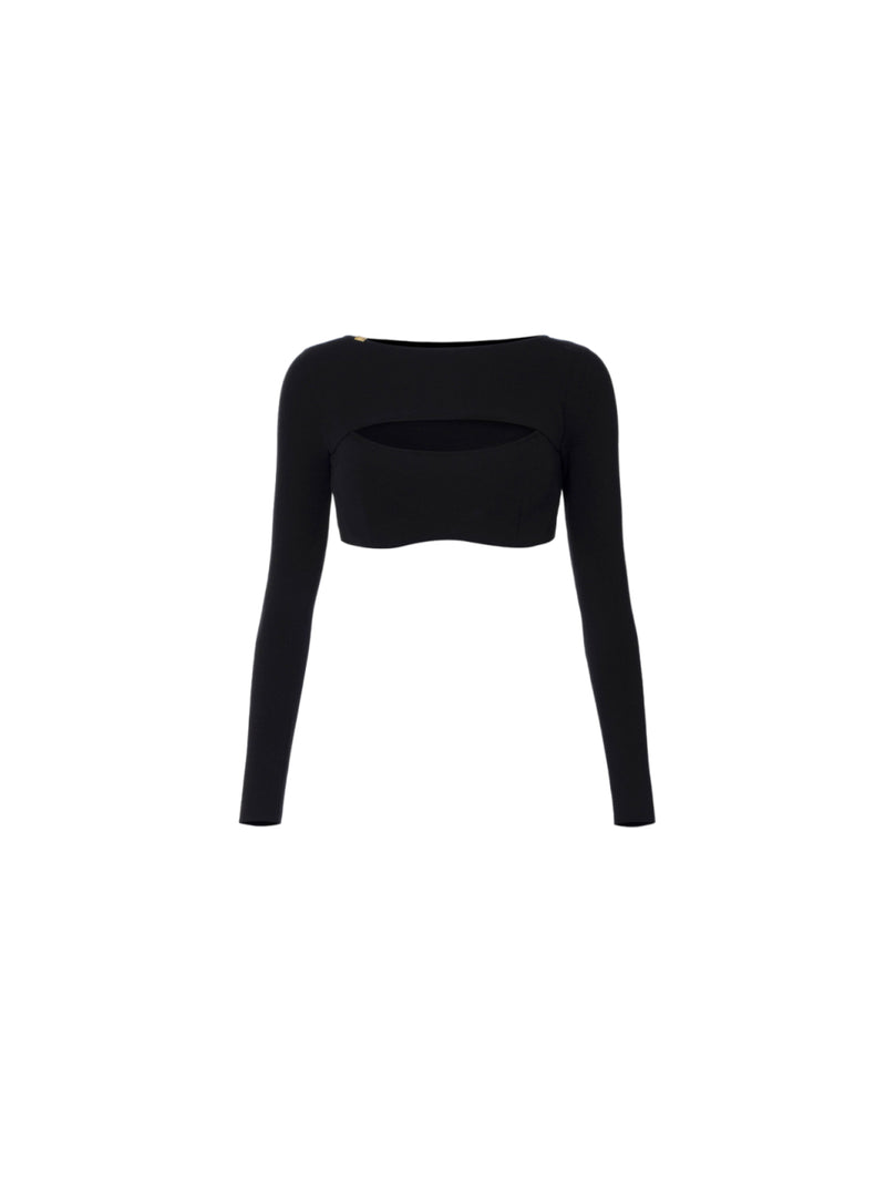 Elisabetta Franchi top cropped in viscosa con cut out