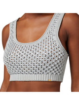Elisabetta Franchi top in cotone punto rete con strass