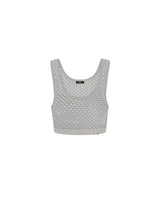 Elisabetta Franchi top in cotone punto rete con strass