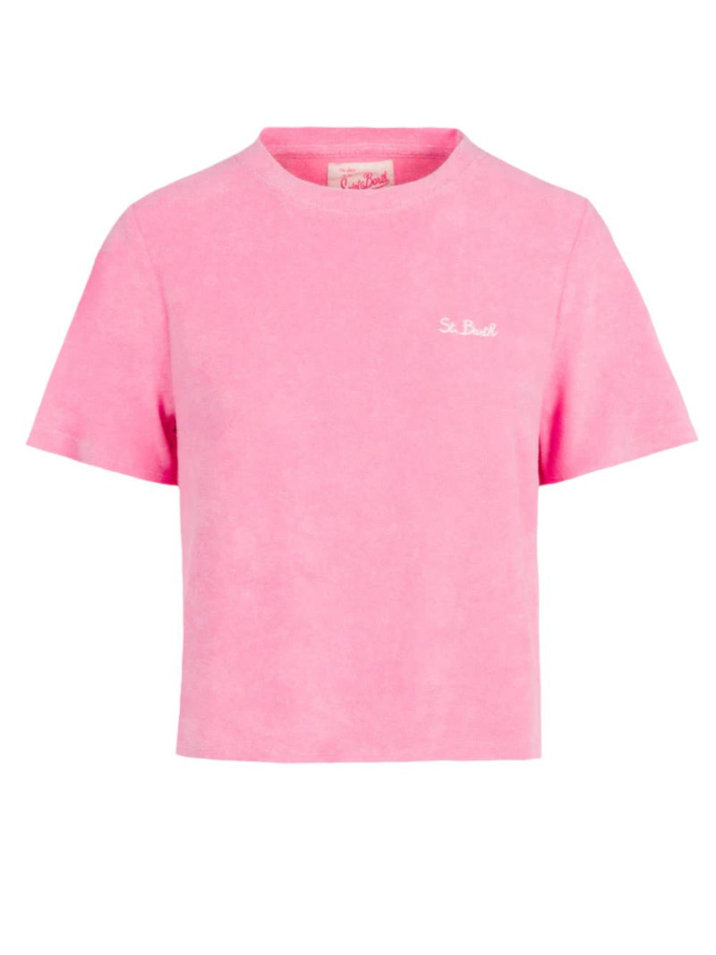 MC2 SAINT BARTH T-shirt rosa girocollo in spugna di cotone