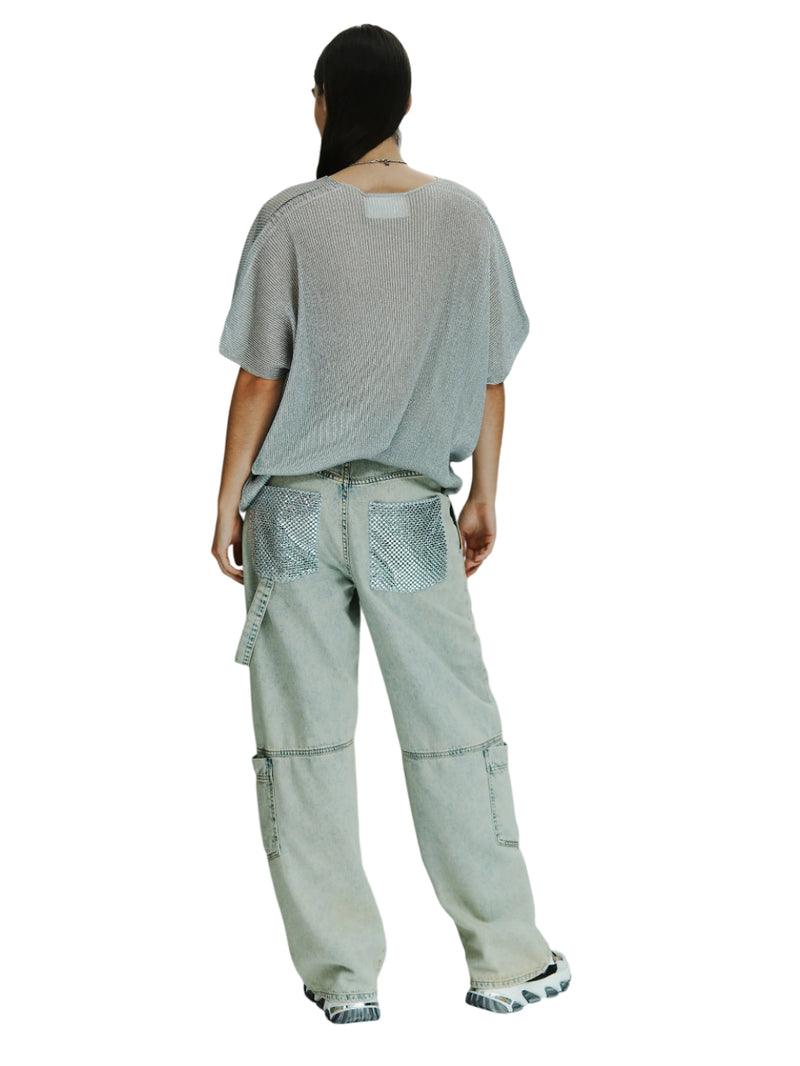 Circus Hotel jeans cinque tasche cargo rete strass