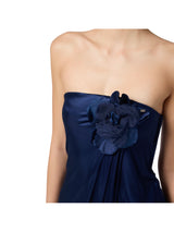 Elisabetta Franchi abito Red Carpet in jersey lucido con fiore ricamato